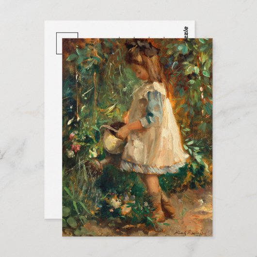 Albertine im Garten | Albert Roelofs Postkarte (Vorne/Hinten)