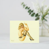 Alberto Vargas Rauchen blonde Vintages Button hoch Postkarte (Stehend Vorderseite)
