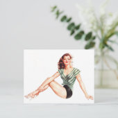 Alberto Vargas Vintages Button hoch Postkarte (Stehend Vorderseite)