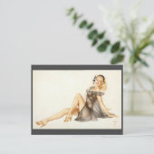 Alberto Vargas Vintages Button hoch Postkarte (Stehend Vorderseite)
