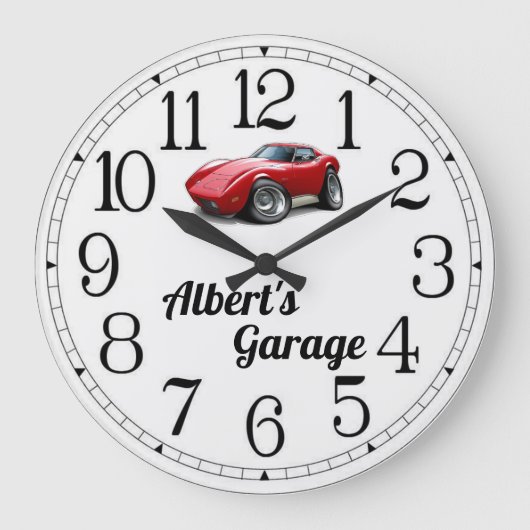 Albert's Corvette Garage Große Wanduhr (Vorderseite)