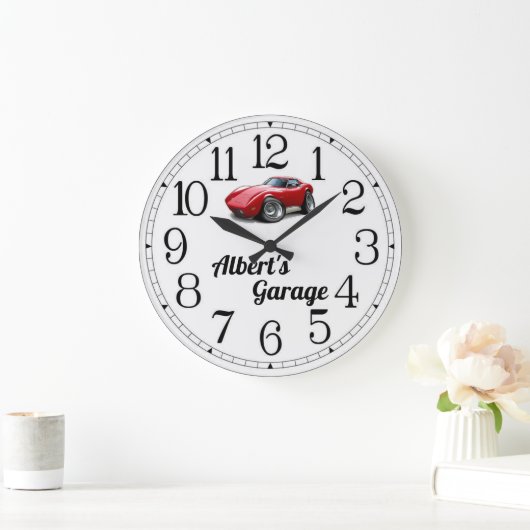 Albert's Corvette Garage Große Wanduhr (Zuhause)