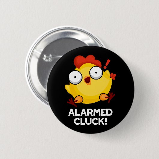 Albewaffnete Cluck Funny Chicken Clock Puff Dark B Button (Vorne & Hinten)