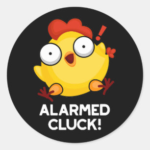Albewaffnete Cluck Funny Chicken Clock Puff Dark B Runder Aufkleber