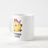Albewaffneter Cluck Funny Chicken Clock Puff Kaffeetasse (Vorderseite Links)