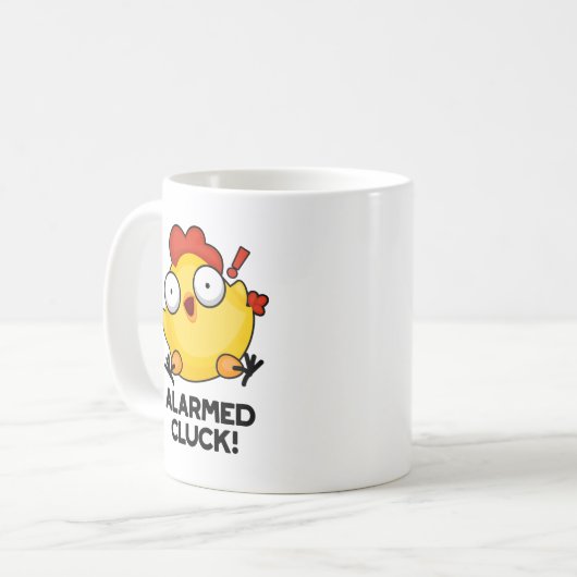 Albewaffneter Cluck Funny Chicken Clock Puff Kaffeetasse (Vorderseite Links)