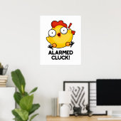 Albewaffneter Cluck Funny Chicken Clock Puff Poster (Heimbüro)