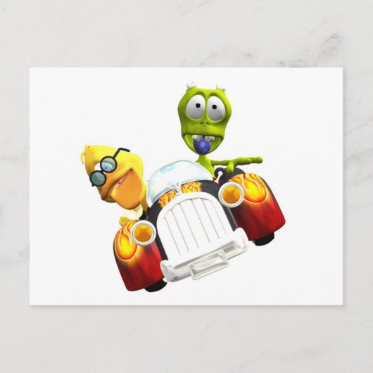 Albie und Frank Hot Roddin' Postkarte (Vorderseite)