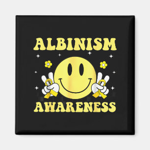 Albinismus-Bewusstsein Lächeln Gesicht Hippie Gelb Magnet