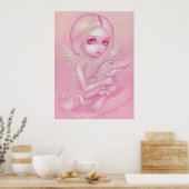 Albino Alligator Angel big eye lowbrow Art Print Poster (Küche)