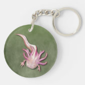 Albino Axolotl "Walking Fish" Kunst, Dichtung und  Schlüsselanhänger (Rückseite)