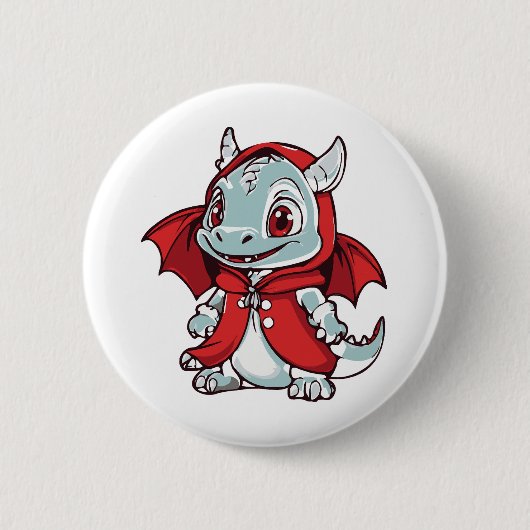Albino-Drache in Rot Button (Vorderseite)