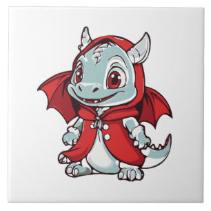 Albino-Drache in Rot Fliese