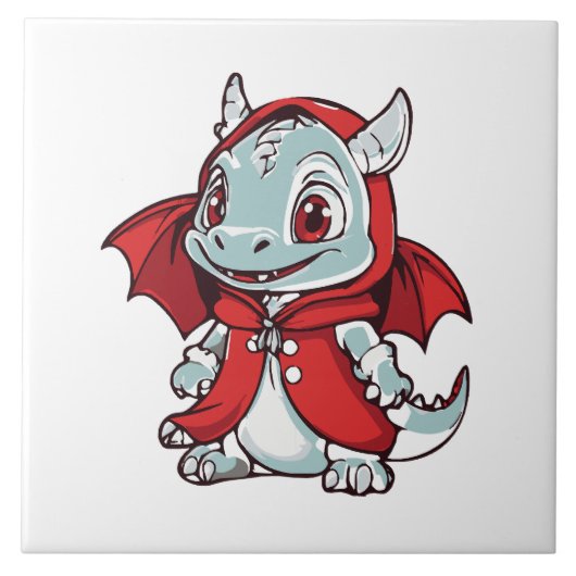 Albino Dragon in Rot Fliese (Vorderseite)