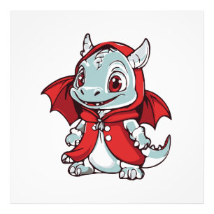 Albino Dragon in Rot Fotodruck