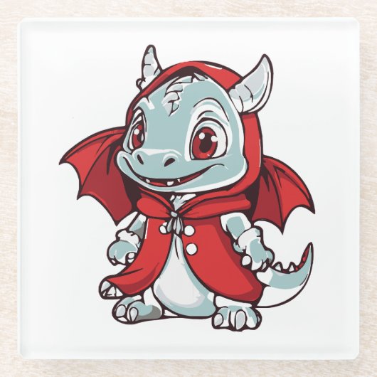 Albino Dragon in Rot Glasuntersetzer (Vorderseite)