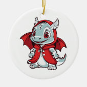 Albino Dragon in Rot Keramik Ornament (Vorne)