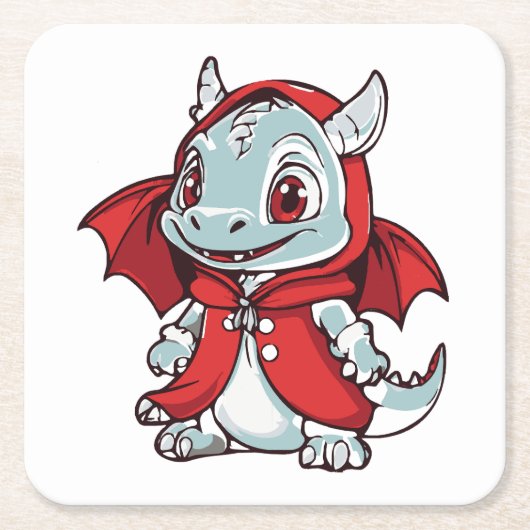 Albino Dragon in Rot Rechteckiger Pappuntersetzer (Vorderseite)