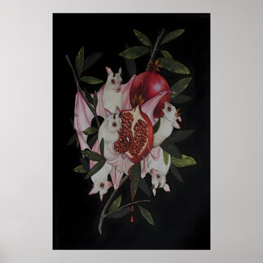 Albino Fruchtfledermäuse Granatapfel Dunkle Akadem Poster (Vorne)