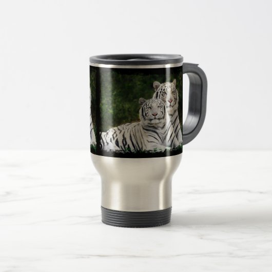 Albino-Tiger-Pendler-Reise-Tasse Reisebecher (VorderseiteRechts)