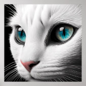 Albino White Cat Face Jewel Eyes Poster (Vorne)