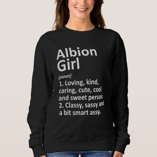 Albion Girl Mi Michigan Funny City Zuhause Roots Sweatshirt (Vorderseite)