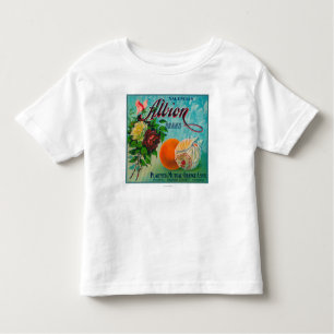 Albion Marken-Zitrusfrucht-Kisten-Aufkleber Kleinkind T-shirt