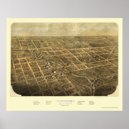 Albion, MI Panorama-Map - 1868 Poster (Vorne)