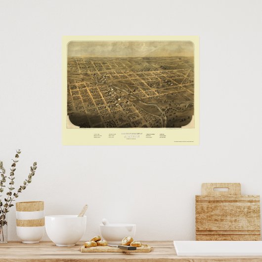 Albion, MI Panoramic Map - 1868 Poster (Küche)