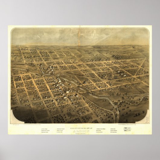 Albion Michigan 1868 Antique Panoramabalkarte Poster (Vorne)