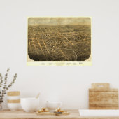 Albion Michigan 1868 Antique Panoramabalkarte Poster (Küche)