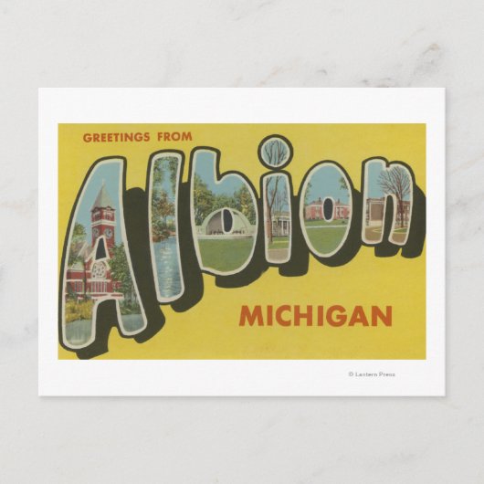 Albion, Michigan - Große Buchstabenszenen Postkarte (Vorderseite)