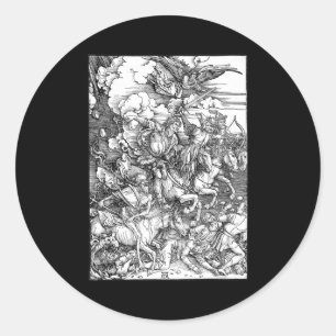 Albrecht Durer die vier Reiter der Apokalypse Runder Aufkleber