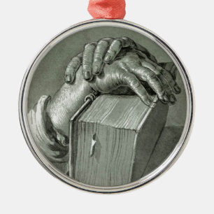 Albrecht Dürer-Handstudie mit Bibel Ornament Aus Metall