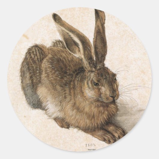 Albrecht Dürer - Junger Hase (Young Hare), 1502 Runder Aufkleber (Vorderseite)