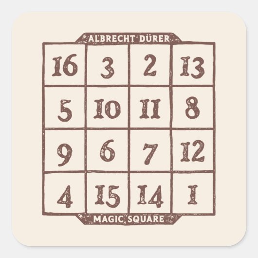 Albrecht Dürer Square Mystery Quadratischer Aufkleber (Vorderseite)