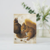 Albrecht Durer - Zwei Eichhörnchen, einer isst ein Postkarte (Stehend Vorderseite)