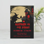 Albtraum auf Ihrer Straße Beängstigendes Halloween Einladung (Stehend Vorderseite)