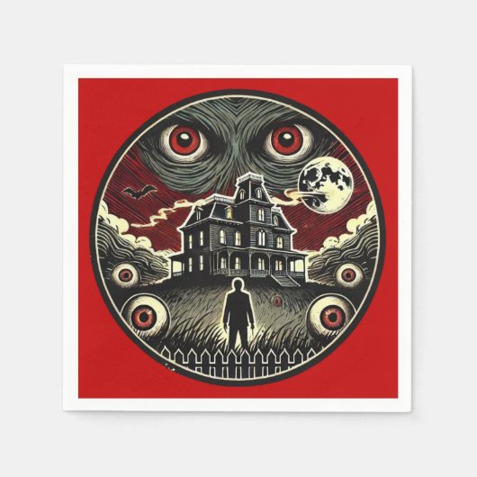 Albtraum Blick Spuk House Halloween Serviette (Vorderseite)