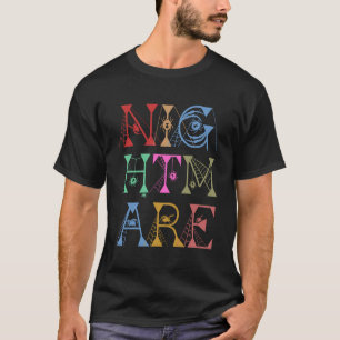 Albtraum Halloween farbenfroher Text T-Shirt