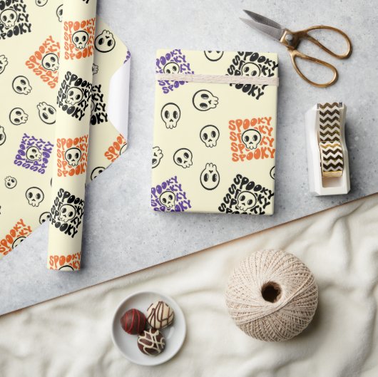 Albtraum Skulls Nahtlose Halloween Wrapping Paper Geschenkpapier (Kunsthandwerk)