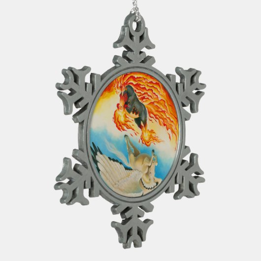 Albtraum und MESA Pegasus Yin Yang Schneeflocken Zinn-Ornament (Links)