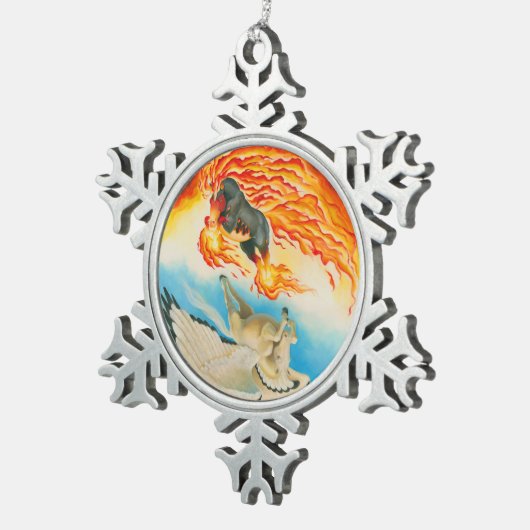 Albtraum und MESA Pegasus Yin Yang Schneeflocken Zinn-Ornament (Rechts)