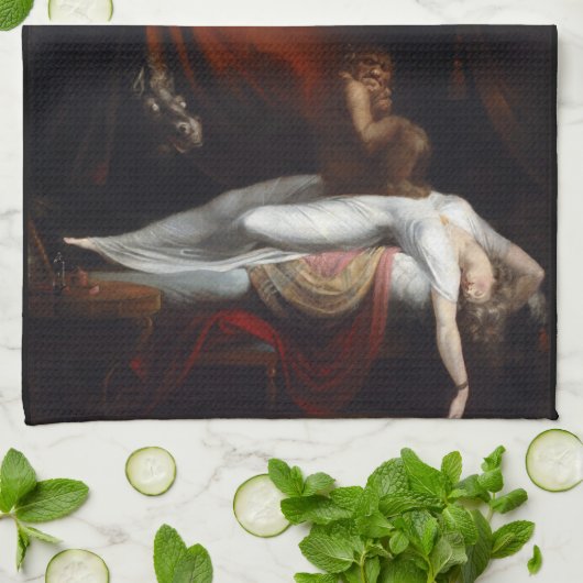 Albtraum von Henry Fuseli Gothic Macabre Dark Art Geschirrtuch (Gefaltet)