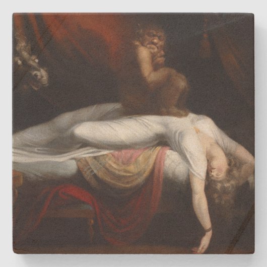 Albtraum von Henry Fuseli Gothic Macabre Dark Art Steinuntersetzer (Vorderseite)