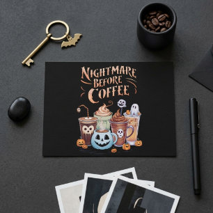 Albtraum vor Kaffee Gruseliger Kürbis Halloween Postkarte