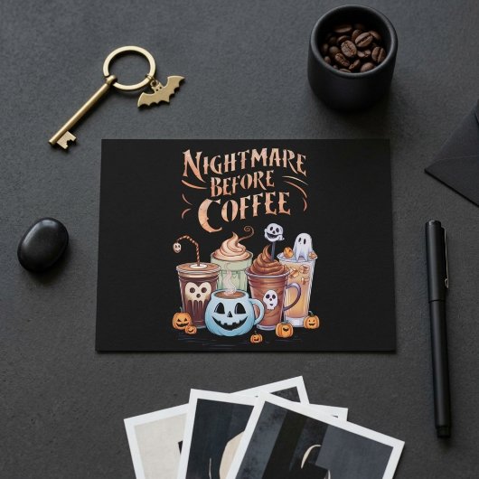 Albtraum vor Kaffee Gruseliger Kürbis Halloween Postkarte