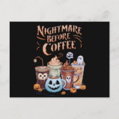 Albtraum vor Kaffee Gruseliger Kürbis Halloween Postkarte (Vorderseite)