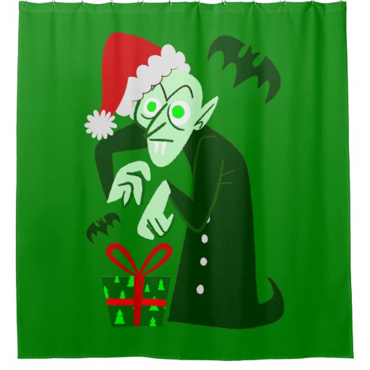 Albtraum Weihnachten vampire santa nosferatu grün Duschvorhang (Vorderseite)