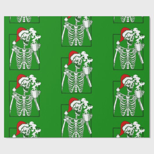 Albtraum Weihnachtsskelett trinken Kaffeemühlen Geschenkpapier (Flach)